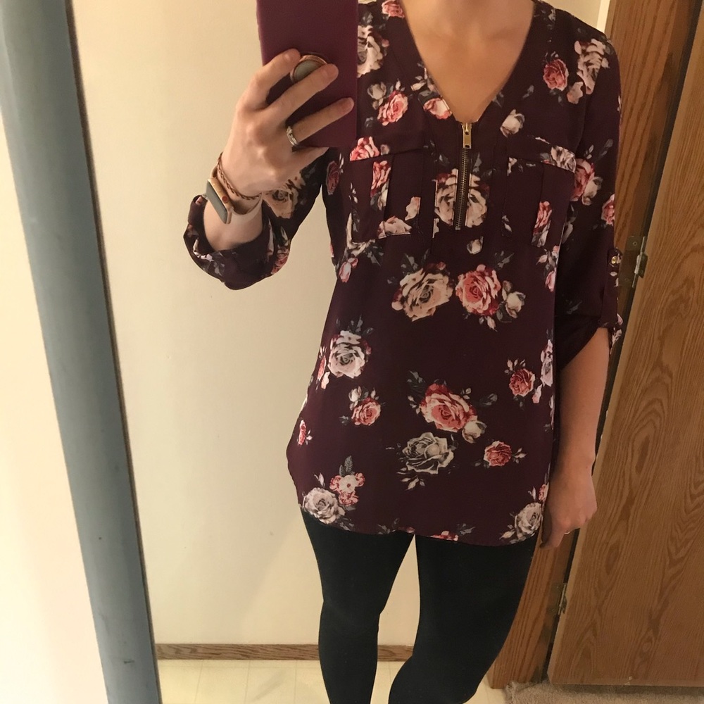3 quarter sleeve floral blouse